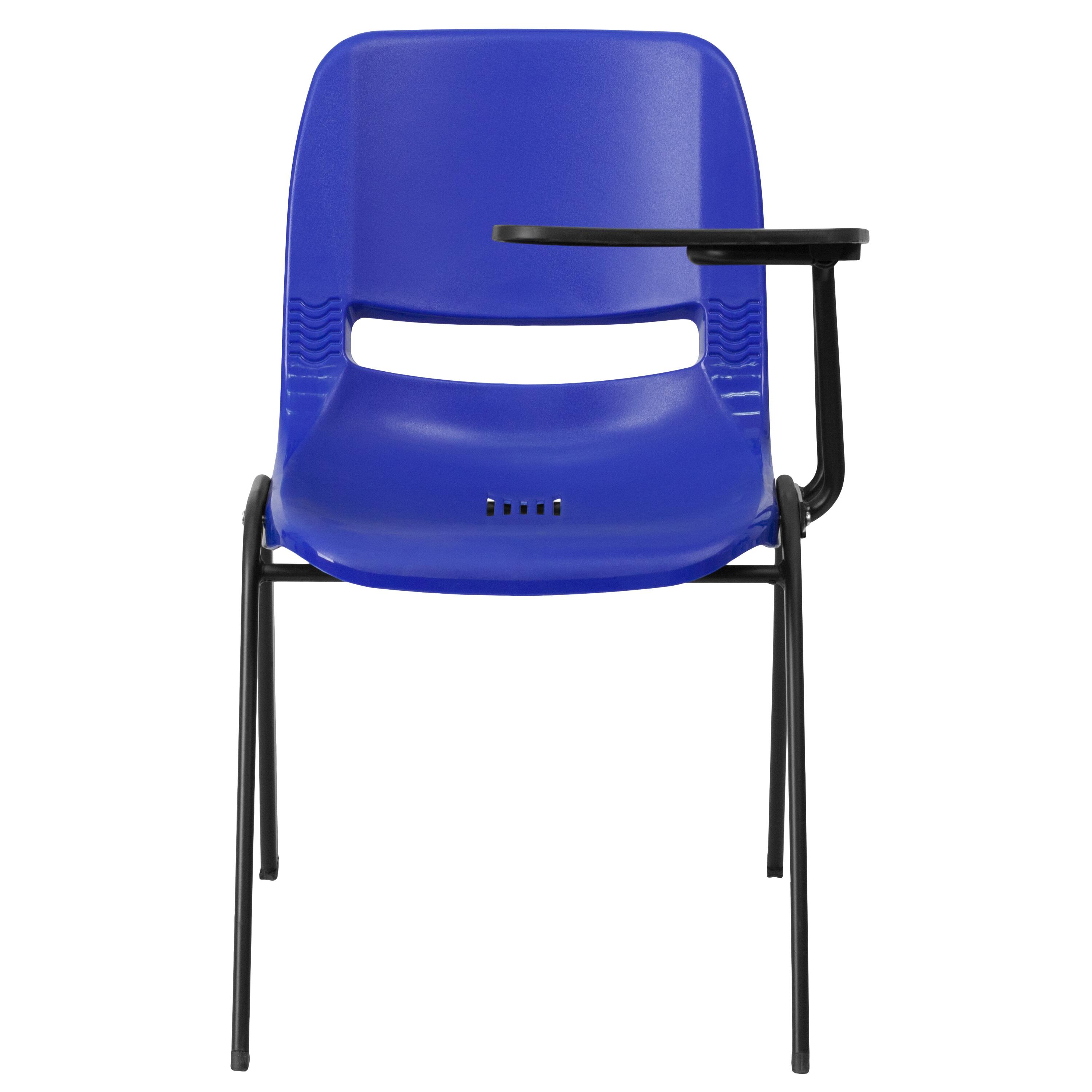 Alt View 5. Emma + Oliver - Ergonomic Shell Chair with Left Handed Flip-Up Tablet - Tablet Arm Desk - Blue.