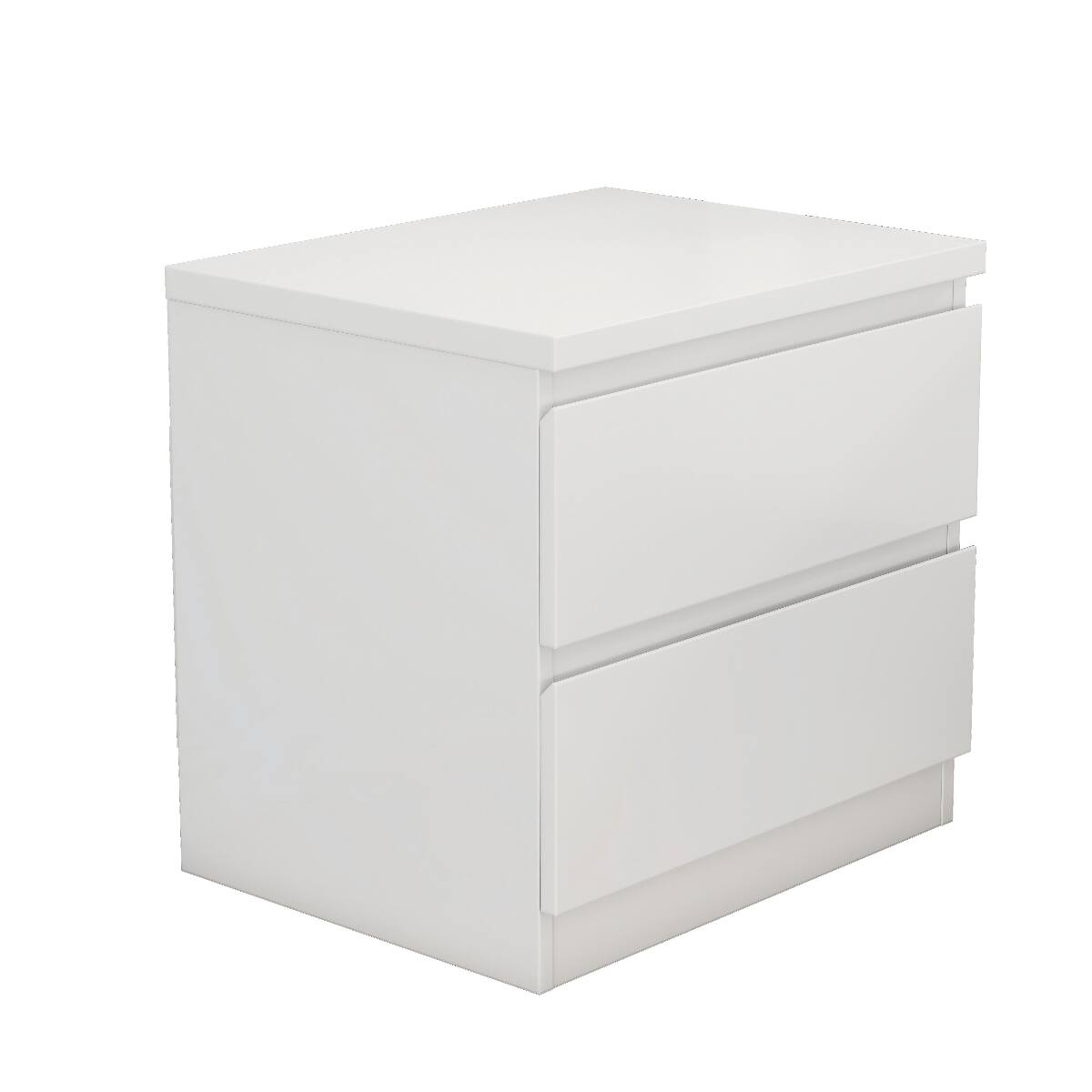Alt View 2. Loheer - Loheer White Nightstand with 2 Drawers, Handle-Free Design, Compact Bedroom Bedside Table - White.