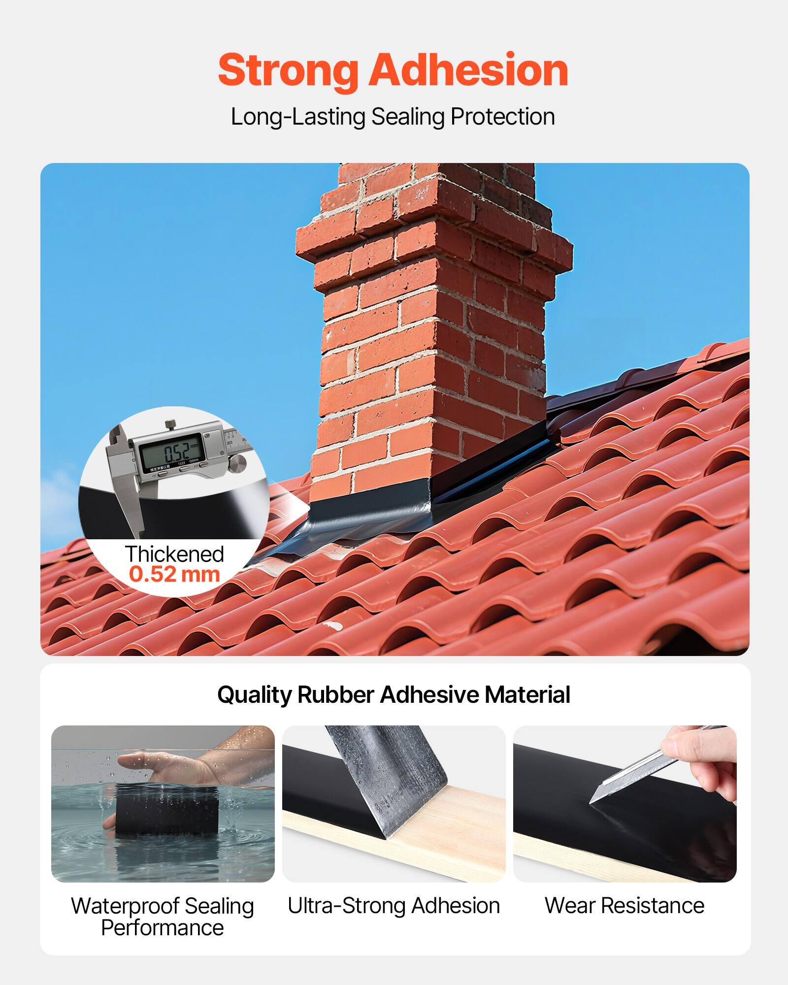 Strong Adhesion  
Long-Lasting Sealing Protection  

Thickened 0.52 mm  

Quality Rubber Adhesive Material  

Waterproof Sealing Performance  
Ultra-Strong Adhesion  
Wear Resistance