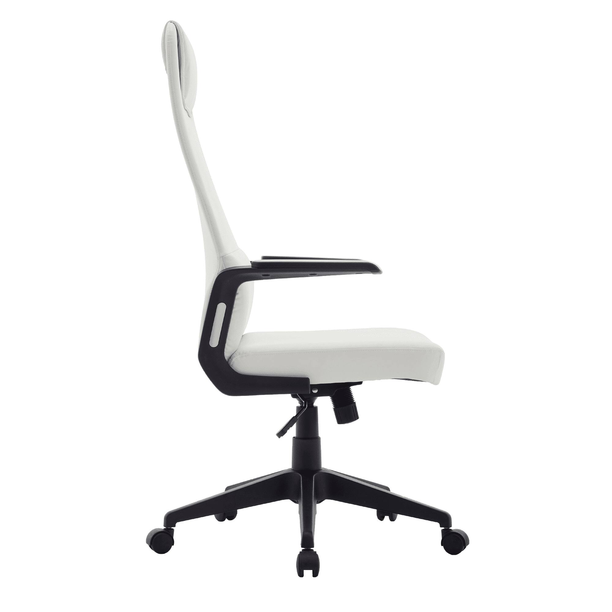 Alt View 4. LeisureMod - Nexa Ergonomic Office Chair High-Back Leather Computer Chair Adjustable Height Swivel and Tilt Desk Chair - White Leather.