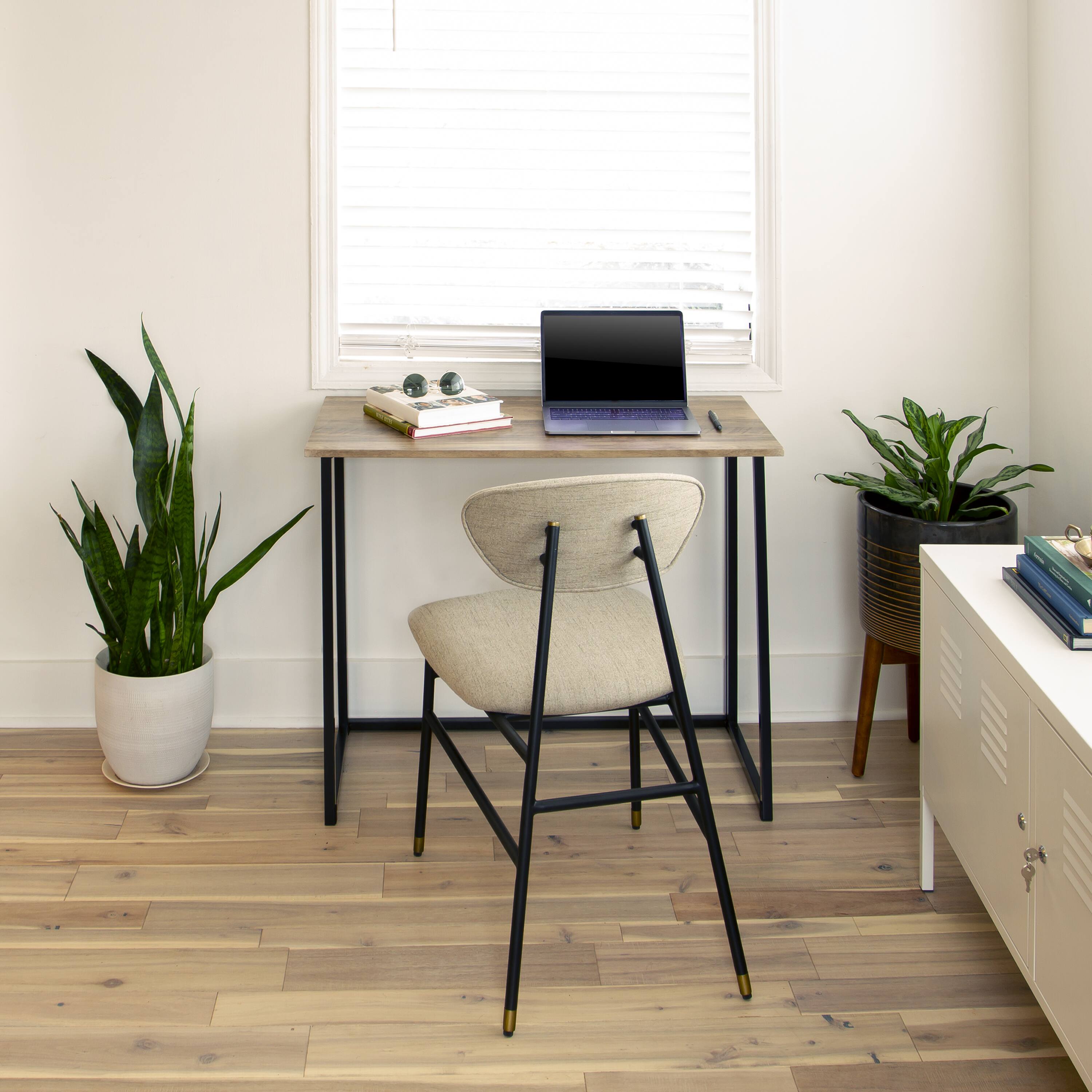 Alt View 1. Emma + Oliver - Small Home Office Folding Computer Desk - Laptop Desk - Rustic.
