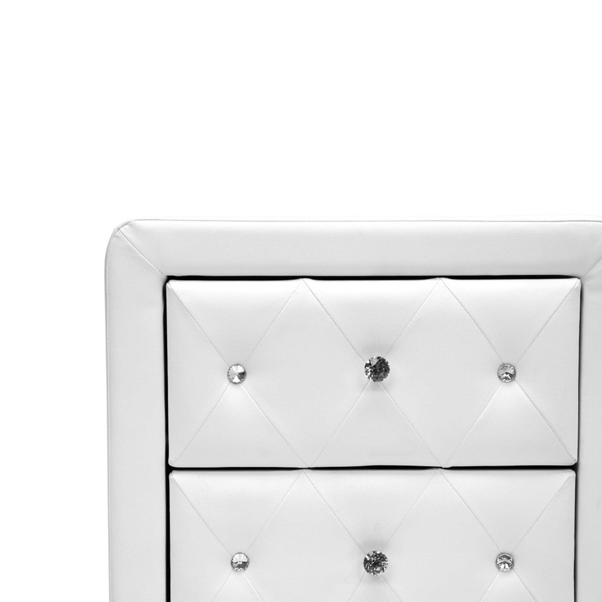 Alt View 2. Baxton Studio - Stella Crystal Tufted Upholstered Modern Nightstand - White.
