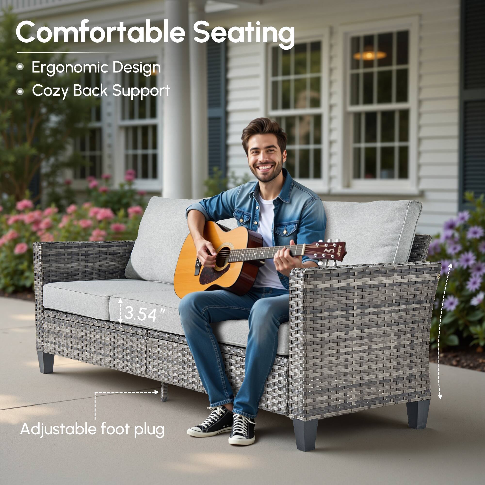 Comfortable Seating  
- Ergonomic Design  
- Cozy Back Support  

3.54" Adjustable foot plug