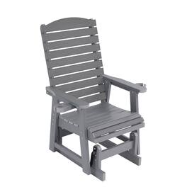 Fortune Candy - Poly Lumber Patio Glider w/Cup Holders, High Backrest and Deep Contoured Seat, HIPS Material, Heavy Duty 700lb - Gray