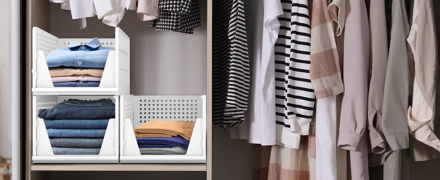 Alt View 5. Sorbus - Sorbus Shelf Organizer - Closet Shelf Organizer for Clothes, Closet, Bathroom, Kitchen, Garage - Plastic Stackable Shelf - White Large.