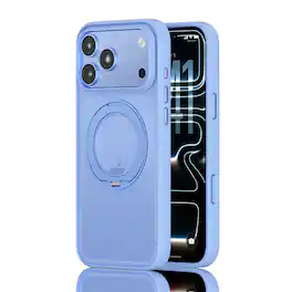 Dteck - Magnetic Case for Apple iPhone 18 Pro Max with 360 Swivel Stand, Frosted Shockproof Protective Cover, AI Camera Button - Skyblue