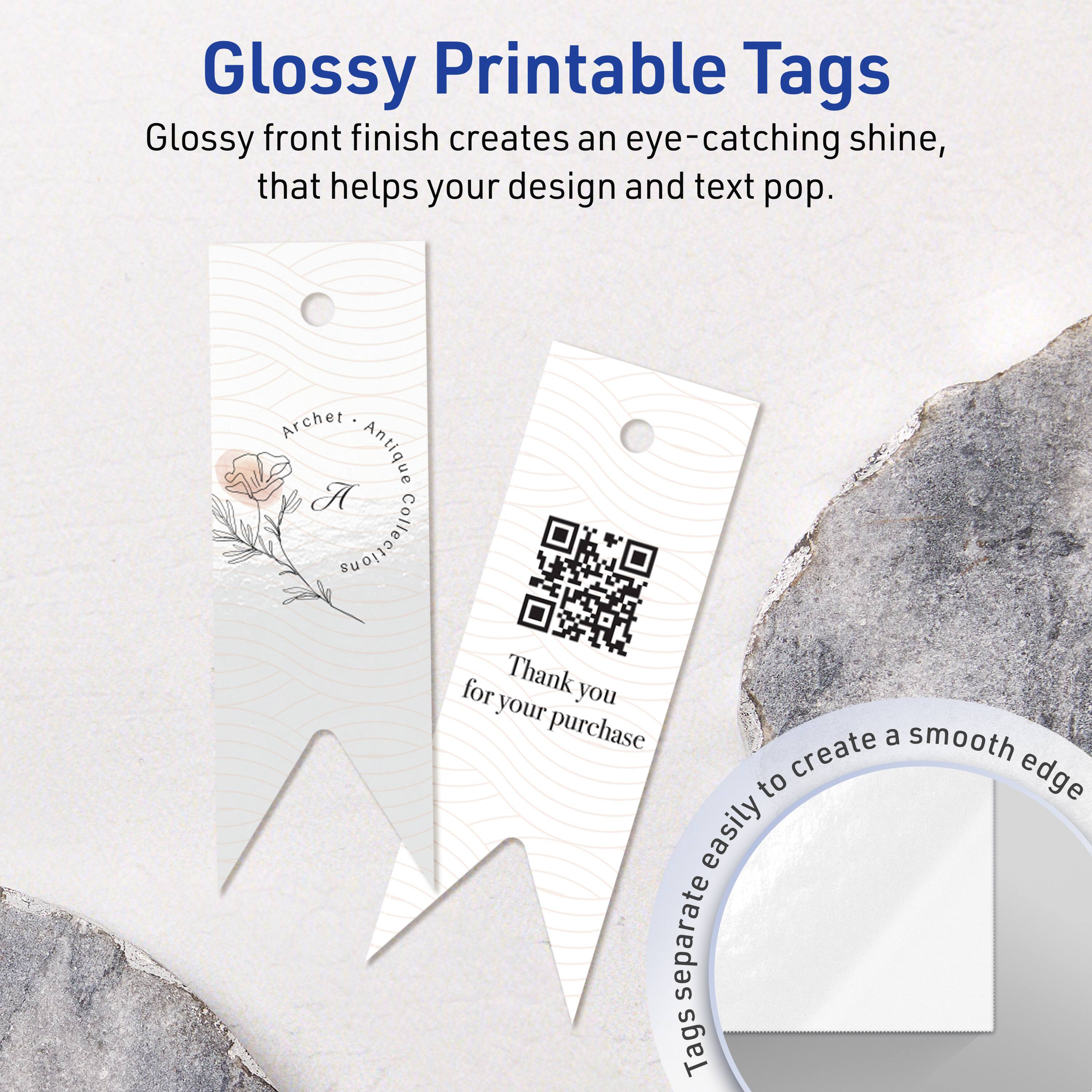 Glossy Printable Tags

Glossy front finish creates an eye-catching shine, that helps your design and text pop.

Archer Antique Collection

Thank you for your purchase

Tags separate easily to create a smooth edge