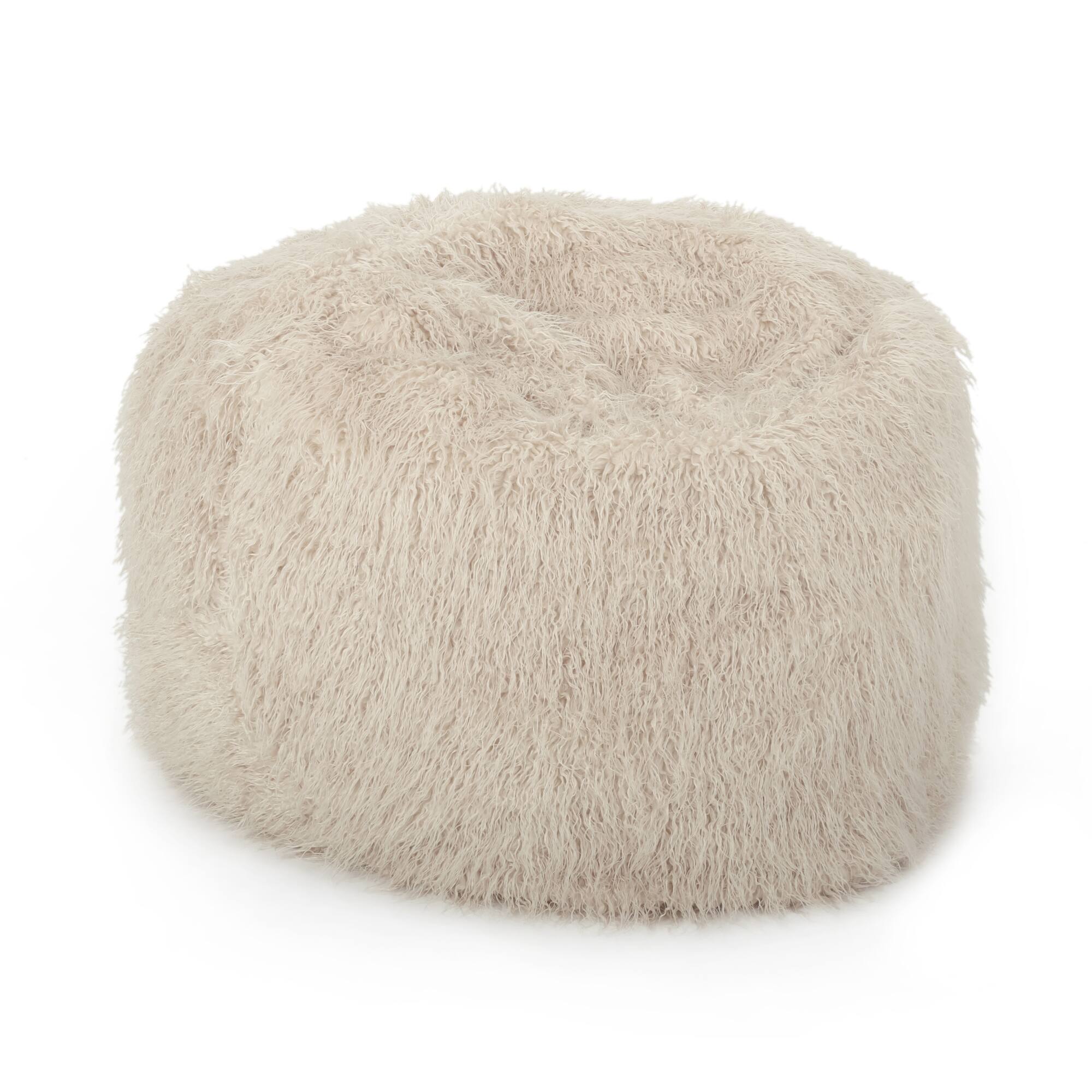 Back. GOODSILO - Luxurious Faux Fur Bean Bag Chair with Removable Cover for Ultimate Comfort and Style - taupe.