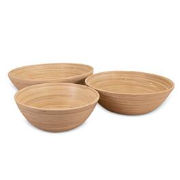 Lexa - Bamboo 3-Piece Bowl Set, 12, 10, 8 Inch, Bamboo - Natural