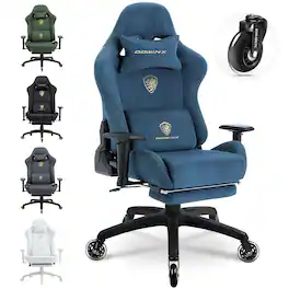 Dowinx - Gaming Chair with Rollerblade Wheels, Suede Fabric Office Chair Breathable with 3D Adjustable Armrests - Blue