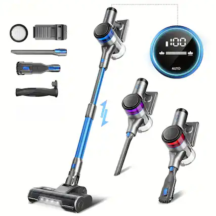 Front. INSE - S9X Vacuum Cleaner for Home,400W 45KPa Cordless Stick Vacuum Cleaner,Up to 55 Mins Runtime, for Carpet Floor Pet Hair - Blue.