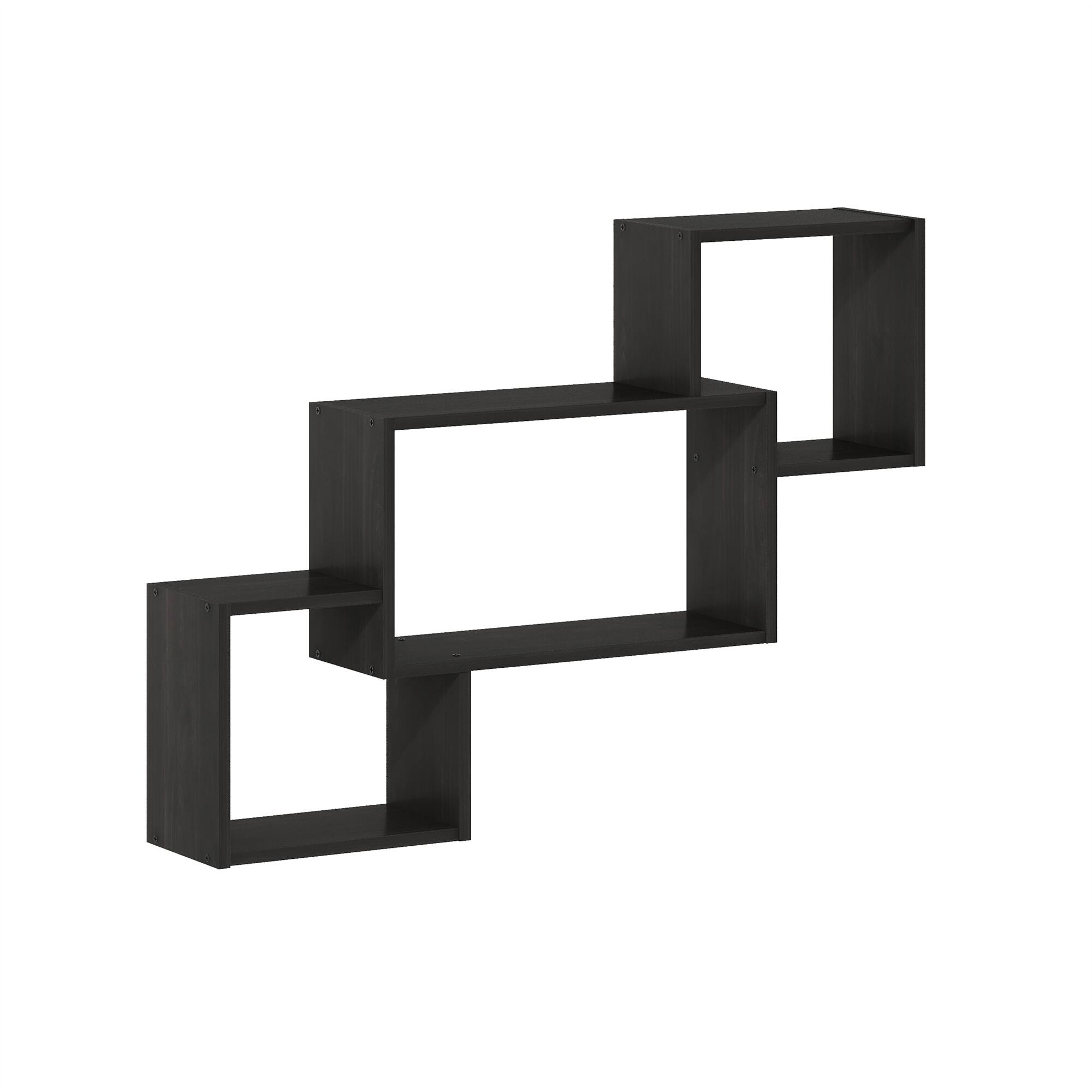 Front. Furinno - Rossi Interweave Wall Mount Floating Decorative Shelf, Set of 3 - Espresso.