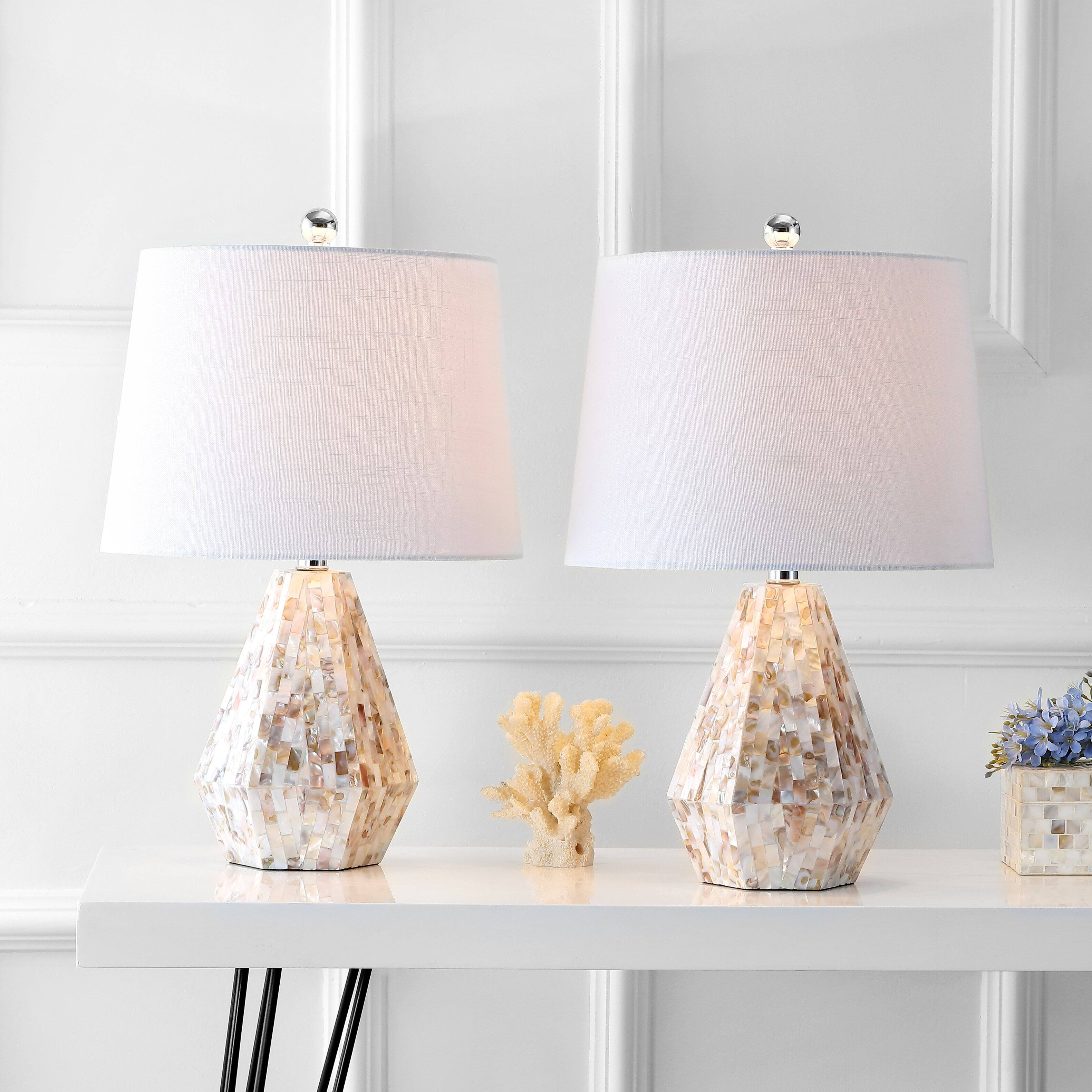 Alt View 1. Jonathan Y - Isabella 21" Seashell LED Table Lamp, Natural Ivory (Set of 2) - Natural/Ivory.