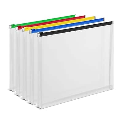 Staples - Moisture Resistant Plastic File Pocket, Letter Size, 5/Pack - Assorted Colors