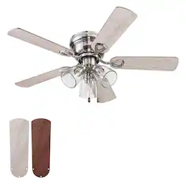 Portage Bay - Renton Ceiling Fan, Quiet Reversible Motor, 42 Inch - Brushed Nickel