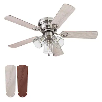 Front. Portage Bay - Portage Bay Renton Ceiling Fan, Quiet Reversible Motor, 42 Inch, Brushed Nickel - Brushed Nickel.