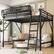 Front. GOODSILO - Full Size Metal Loft Bed with Storage Shelves and Ladder for Kids and Teens - Black.