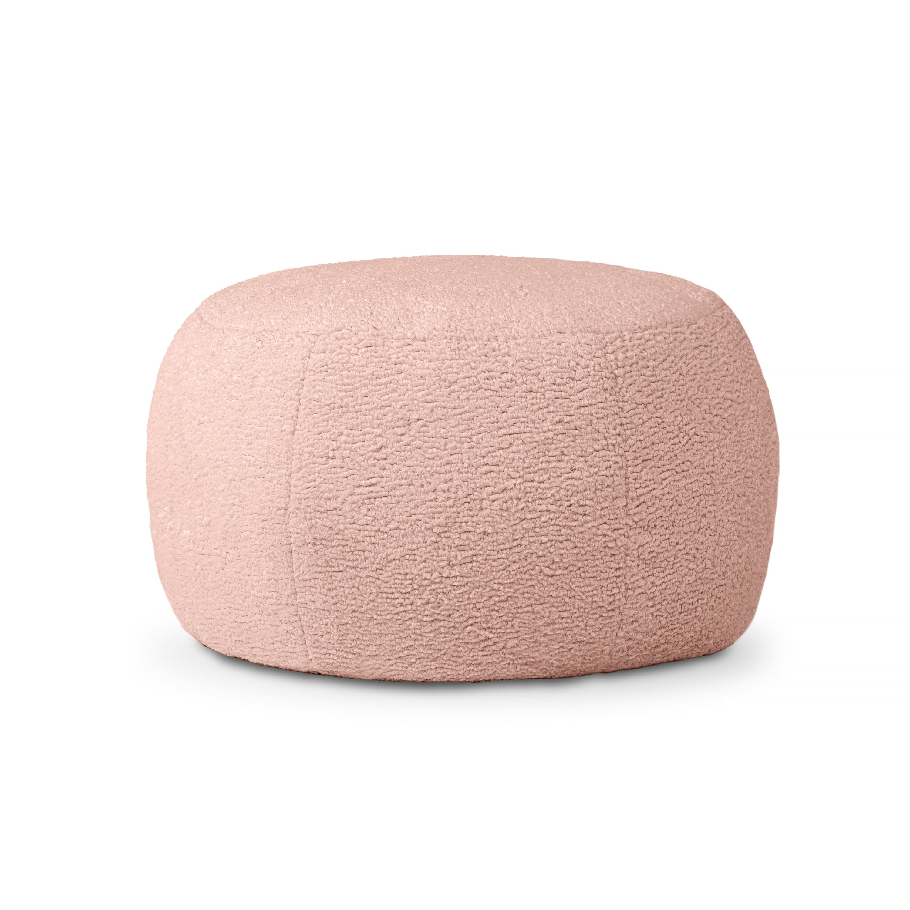 Jaxx - Ellis Ottoman Shearling Faux-Lamb Plush Pouf for Modern Interior Design, Small - Pink