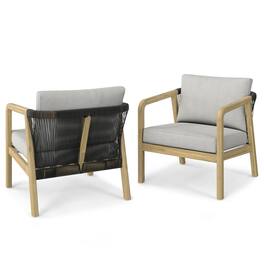 Simpli Home - Palmetto SOLID ACACIA WOOD 29 inch Contemporary Outdoor Conversation Chair (Set of 2) Fully Assembled - Stone Grey