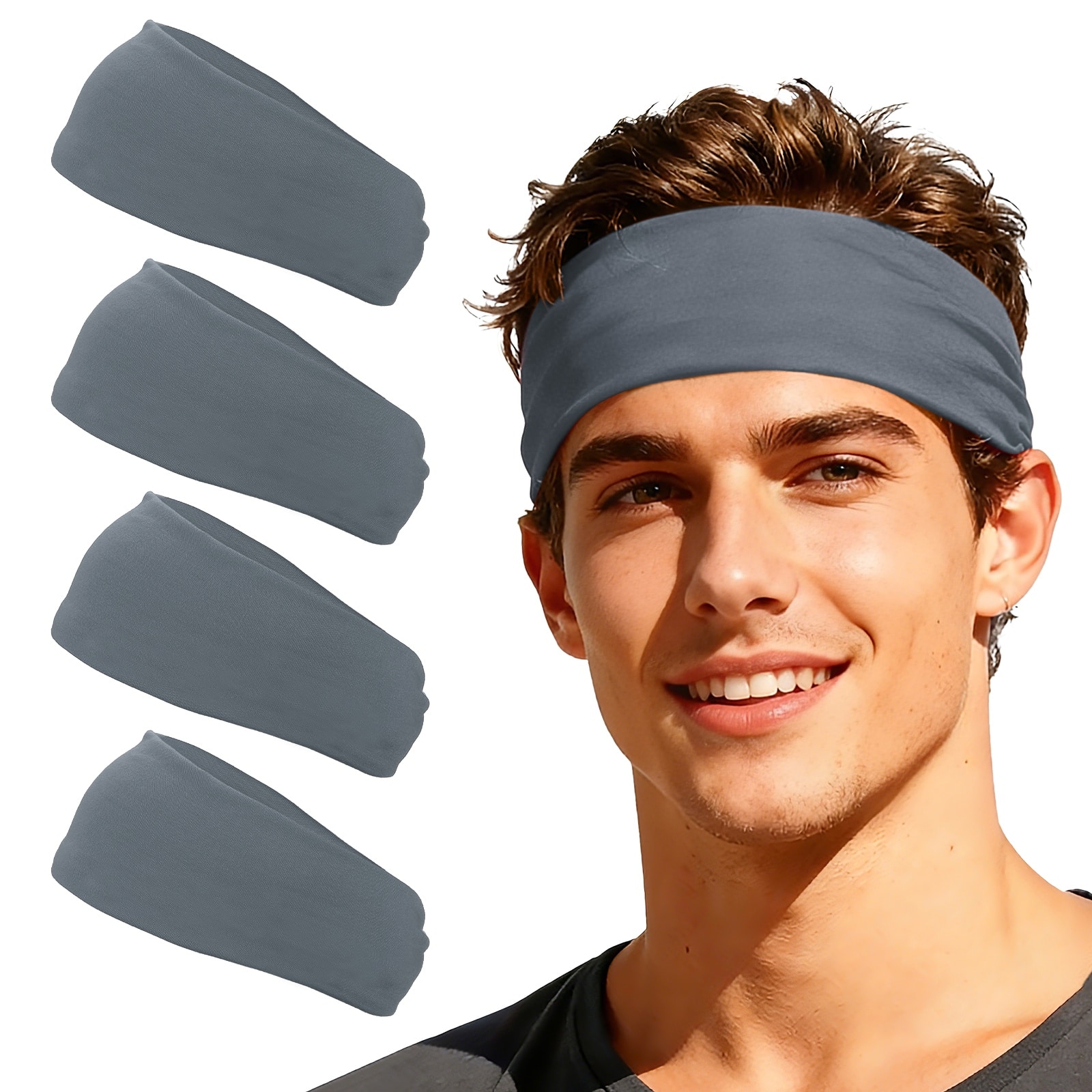 Unique Bargains - Sport Headbands for Men & Women, Stretchy Sweatband Absorbent Headbands, 4pcs - For Yoga/Sports/Running/Fitness/Cycling - Charcoal Gray price history on PriceWatchPro