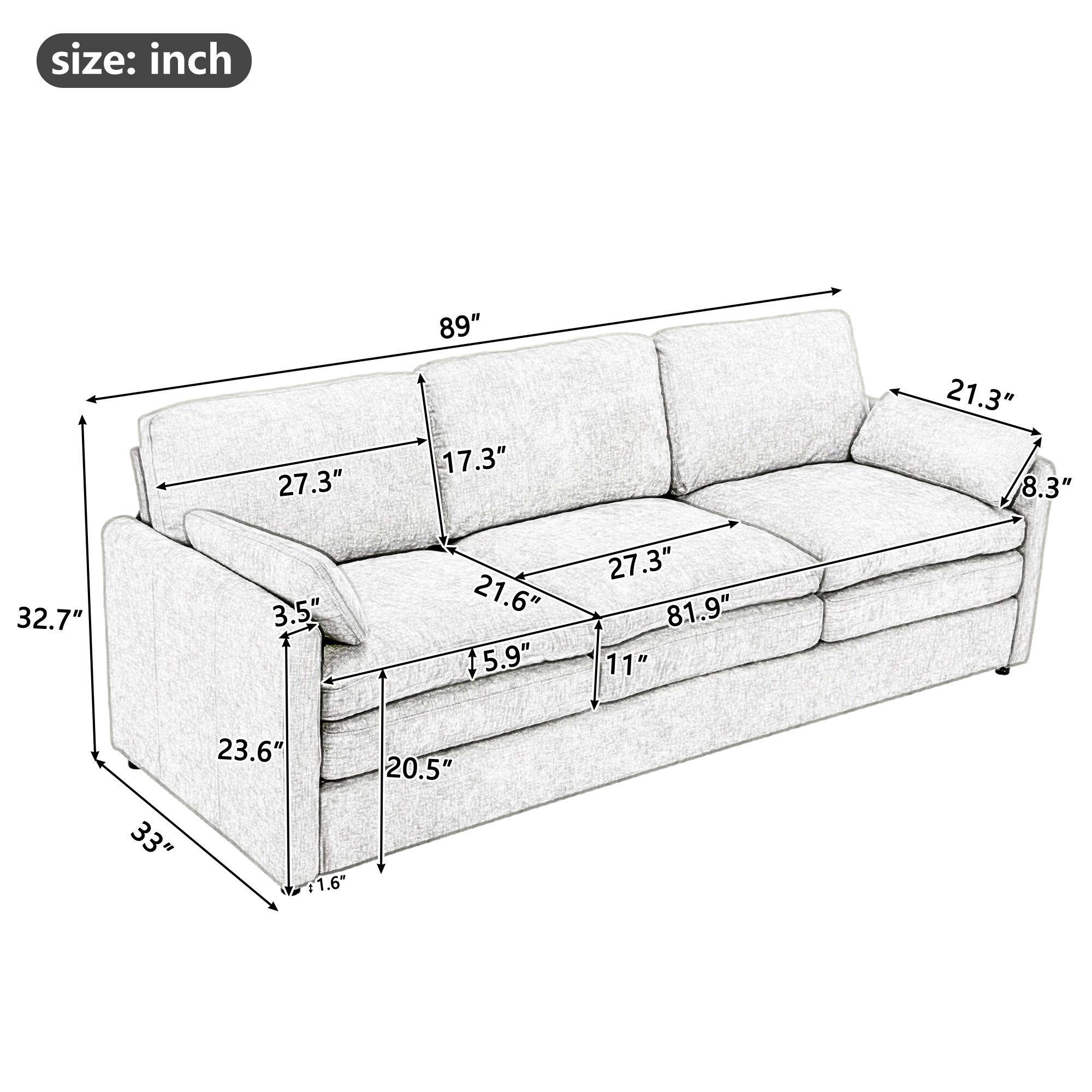 size: inch  
89"  
27.3"  
17.3"  
32.7"  
3.5"  
21.6"  
5.9"  
27.3"  
81.9"  
21.3"  
8.3"  
11"  
33"  
23.6"  
71.6"  
20.5"