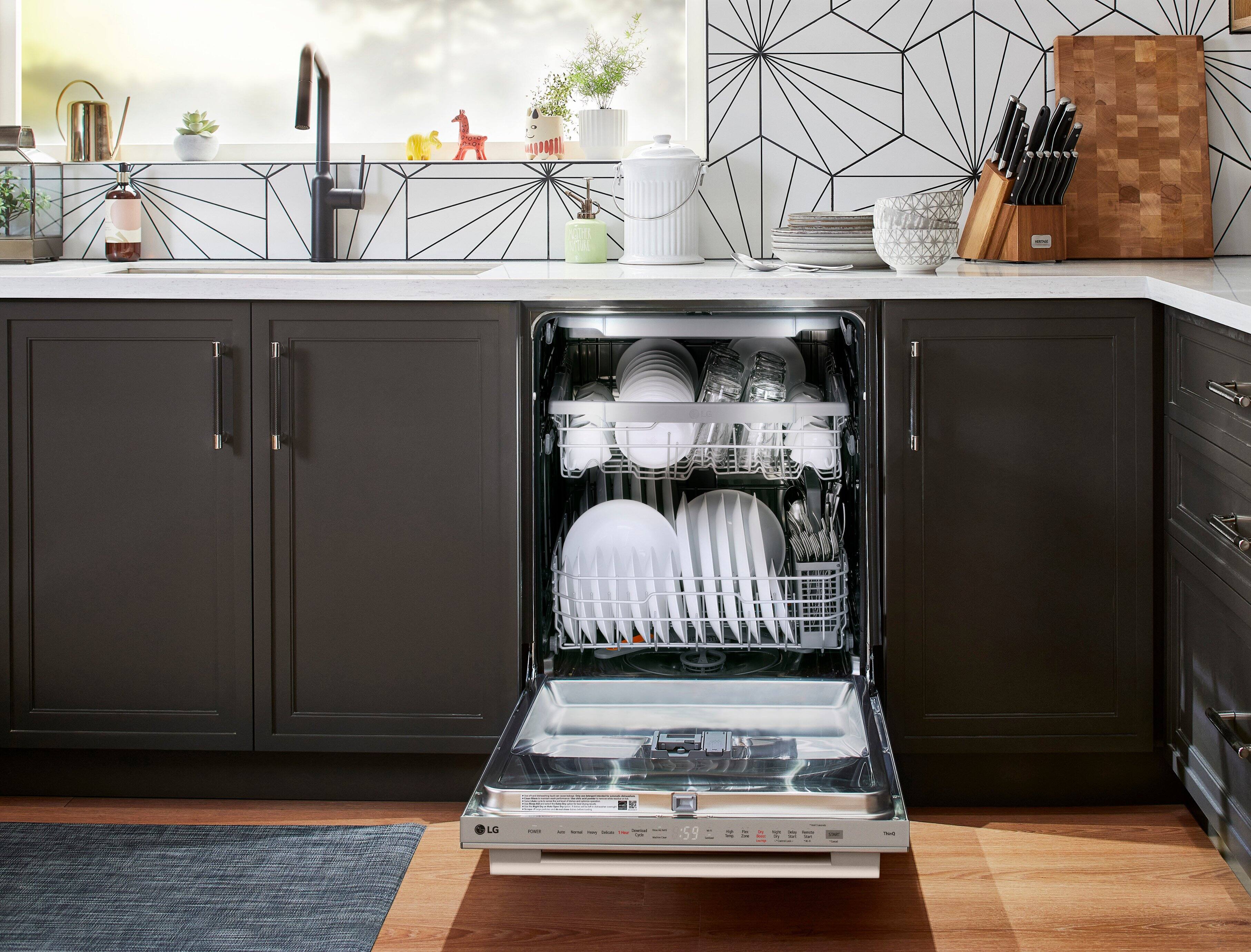 The text on the image reads "HIME ORA OTH LG 59." This could be a reference to the brand or model of the dishwasher, which is LG. The number "59" might be related to the dishwasher's capacity or features.