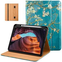 DTTO - Case for iPad 11th Gen 11" 2025 (A16) & 10th Gen 10.9" 2022, Leather Folio Cover with Pencil Holder & Auto Wake/Sleep - Blossom