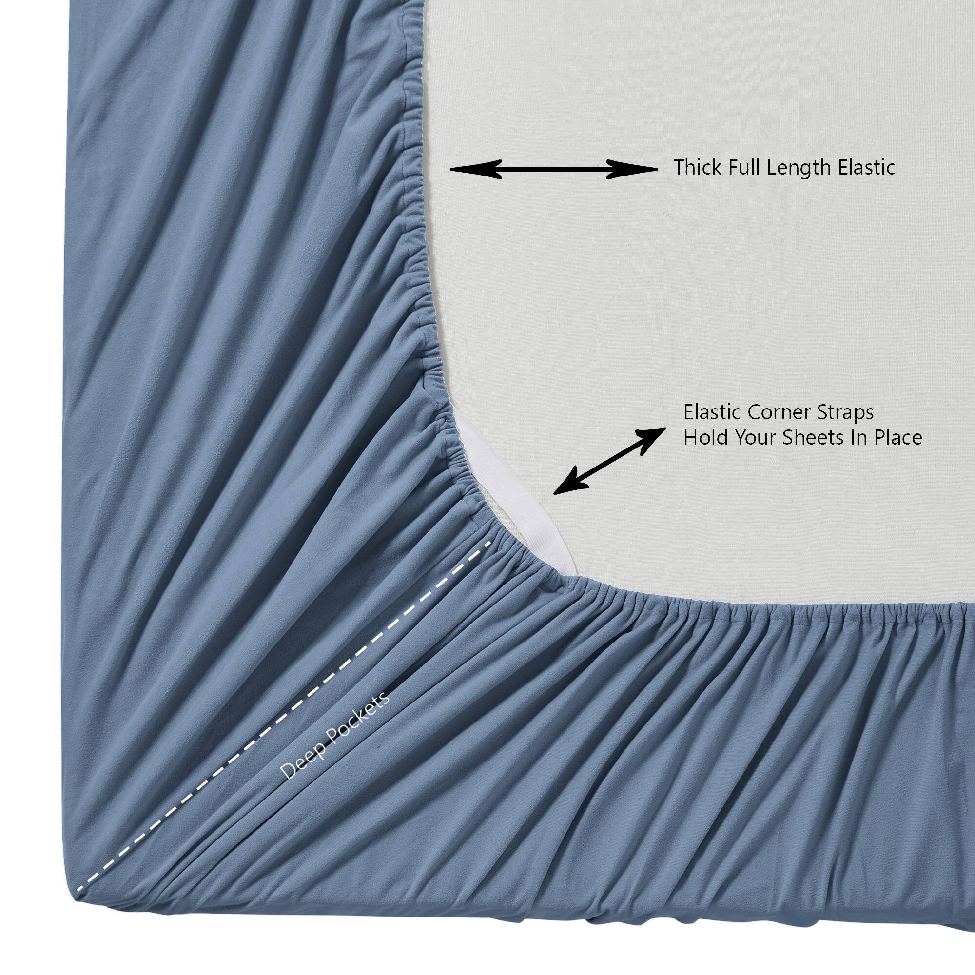 - Thick Full Length Elastic
- Elastic Corner Straps Hold Your Sheets In Place
- Deep Pockets
