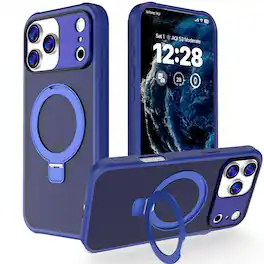 Dteck - Matte Case for Apple iPhone 17 Pro Max,Compatible with Mag-Safe,Rugged PC+TPU Cover with Invisible Ring Stand - Darkblue