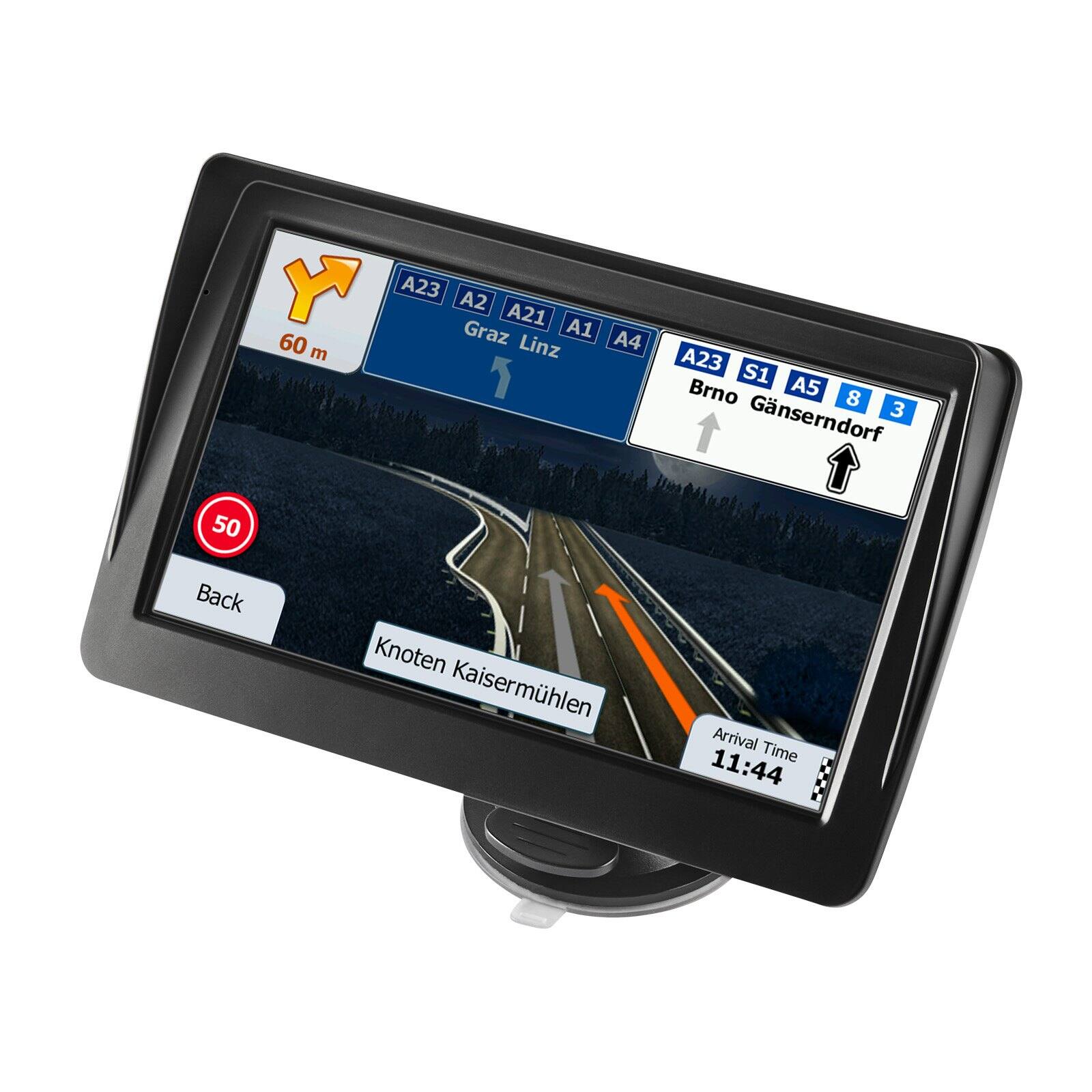 Glintex - GPS Navigator for Car Truck RV, 7" Touch Screen 8GB, Lifetime Map Updates, Voice Guidance, Speed & Red Light Alert - Black