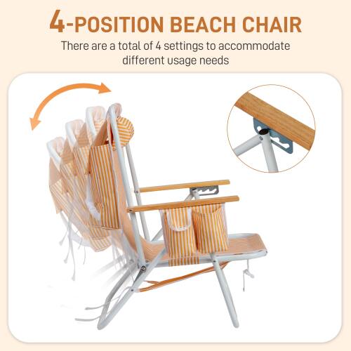 4-POSITION BEACH CHAIR

There are a total of 4 settings to accommodate different usage needs