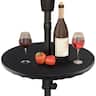 Costway - 20" Patio Umbrella Table with 1.5" Umbrella Hole All-weather Round Table Tray - Black