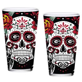 Indigo Falls - Georgia Bulldogs Two-Pack 16oz. Dia De Los Muertos Pint Glass Set - Multicolor
