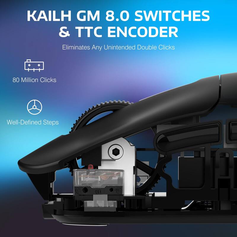 KAILH GM 8.0 SWITCHES & TTC ENCODER  
Eliminates Any Unintended Double Clicks  
80 Million Clicks  
Well-Defined Steps