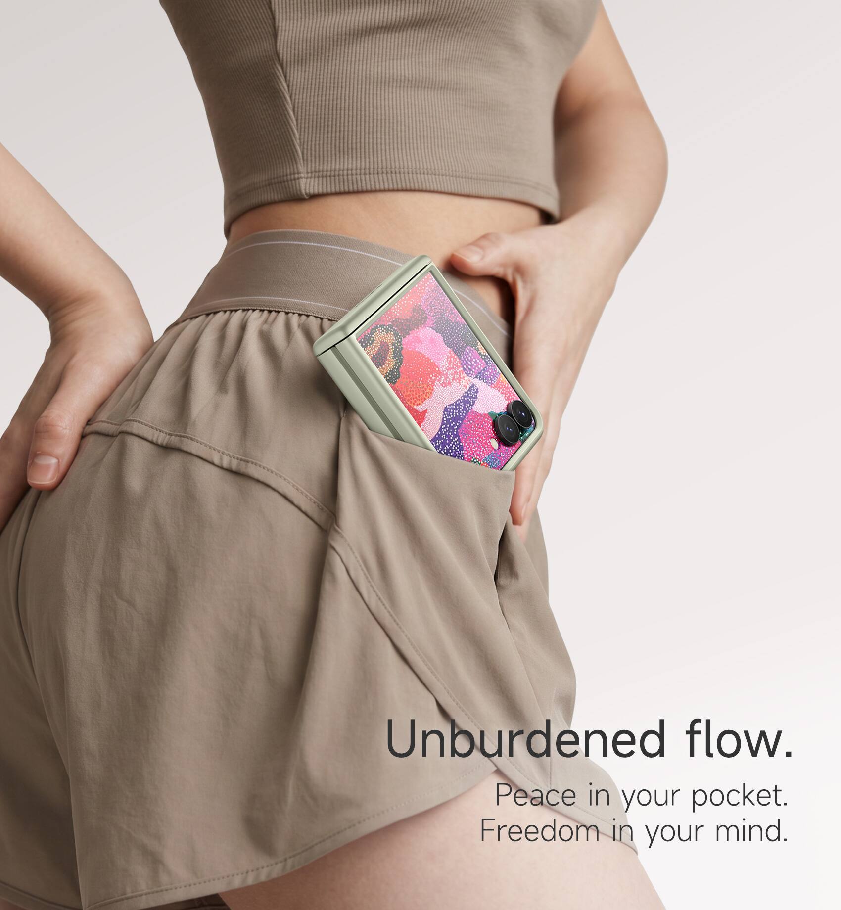 Unburdened flow.  
Peace in your pocket.  
Freedom in your mind.
