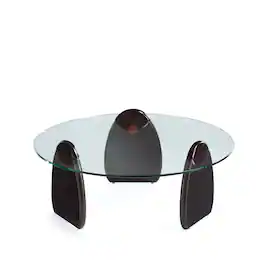 Manhattan Comfort - Artesia Modern Glam Glass Top Wood Coffee Table - Walnut