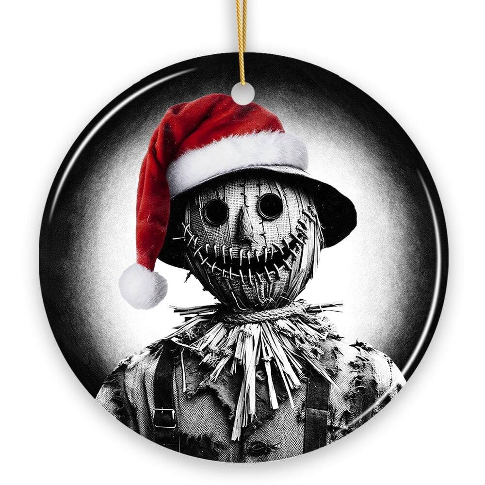 Front. OrnamentallyYou - Nightmarish Scarecrow with Santa Hat Ornament Gift For Unique Halloween Tree Christmas Decor - Multi-colored.