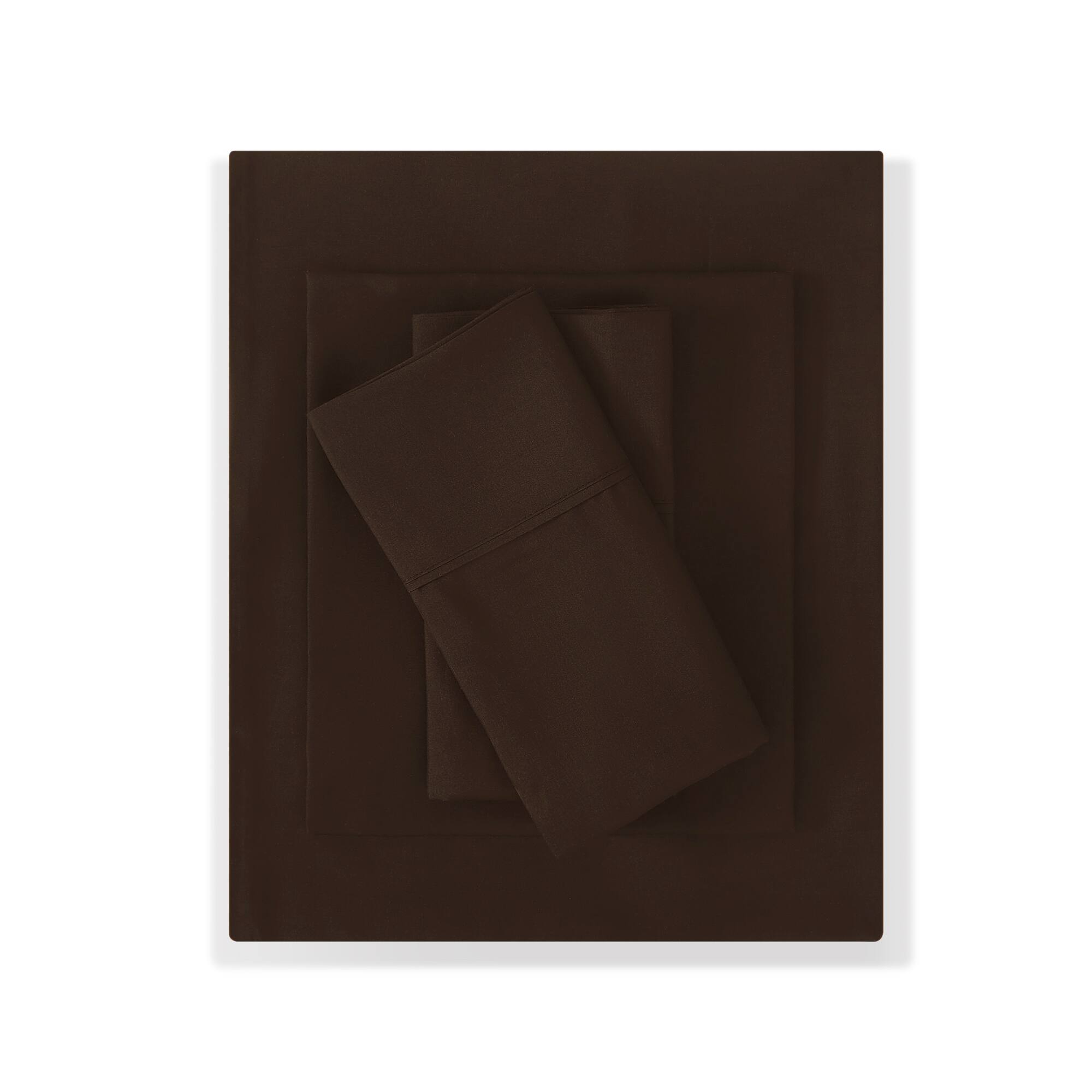 Back. Sweet Home Collection - All Season Reversible Bed-in-A-Bag Solid Color Comforter & Sheet Set, Twin - Brown.
