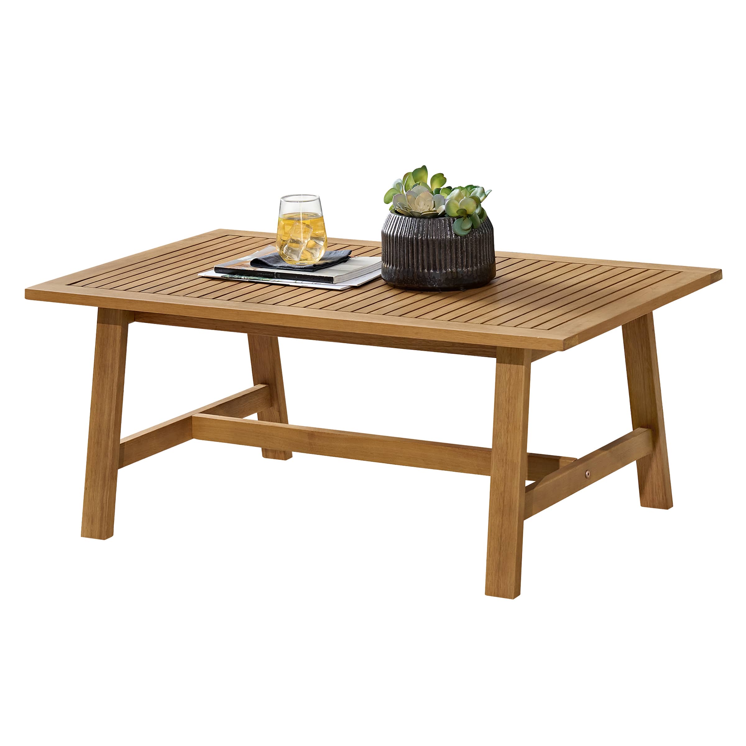 Alaterre Furniture - Weyra Outdoor Coffee Table - 39.4” Weather-Resistant Eucalyptus Wood Small Outdoor Table with Slatted Tabletop - Brown price history on PriceWatchPro