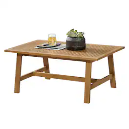 Alaterre Furniture - Weyra Outdoor Coffee Table - 39.4” Weather-Resistant Eucalyptus Wood Small Outdoor Table with Slatted Tabletop - Brown