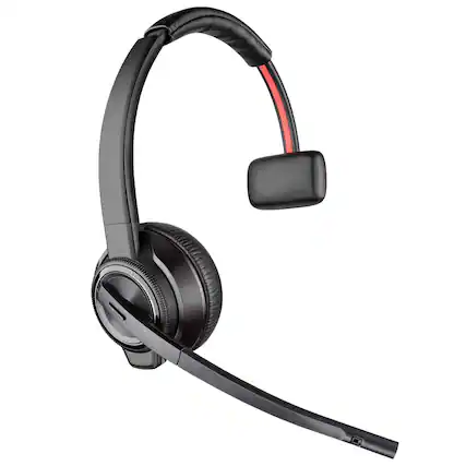 Front. Plantronics - Savi 8210 Office Monaural DECT 6.0 & Bluetooth Wireless Headset - PC/Desk Phone/Mobile, 590ft, 13Hr Talk Time, 207309-01 - Black.