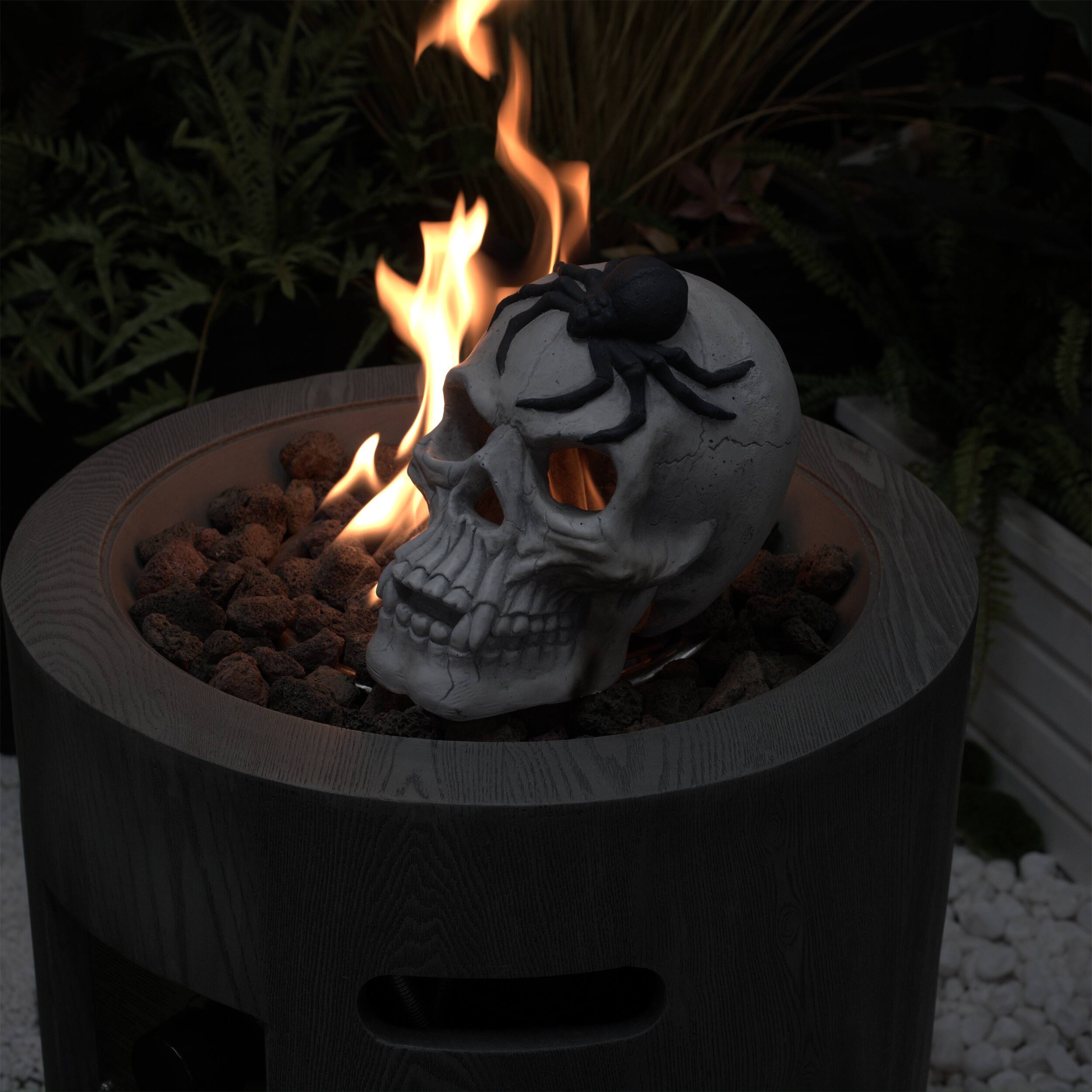 Alt View 3. Ecooso - Magnesium Oxide Devil Skull Head Decoration for Fireplace and Halloween Display - Black White.