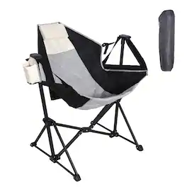 Ainfox - Hammock Camping Chair w/Adjustable Backrest and Carrying Bag,Folding Rocking Chair for Camping Picnic - Black