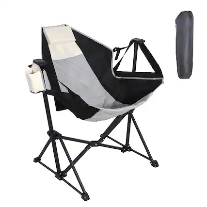 Front. Ainfox - Ainfox Hammock Camping Chair w/Adjustable Backrest and Carrying Bag,Folding Rocking Chair for Camping Picnic - Black.