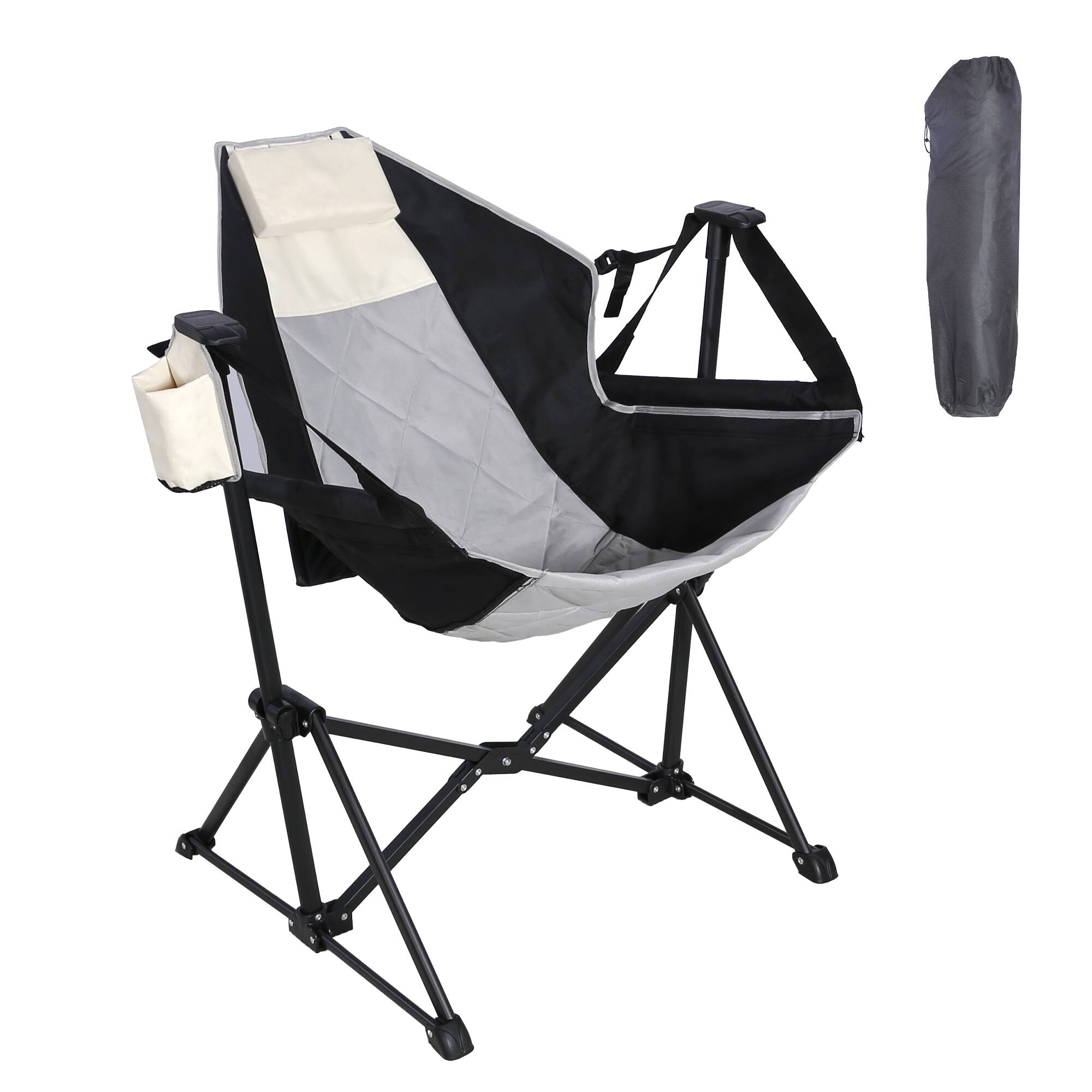 Front. Ainfox - Ainfox Hammock Camping Chair w/Adjustable Backrest and Carrying Bag,Folding Rocking Chair for Camping Picnic - Black.