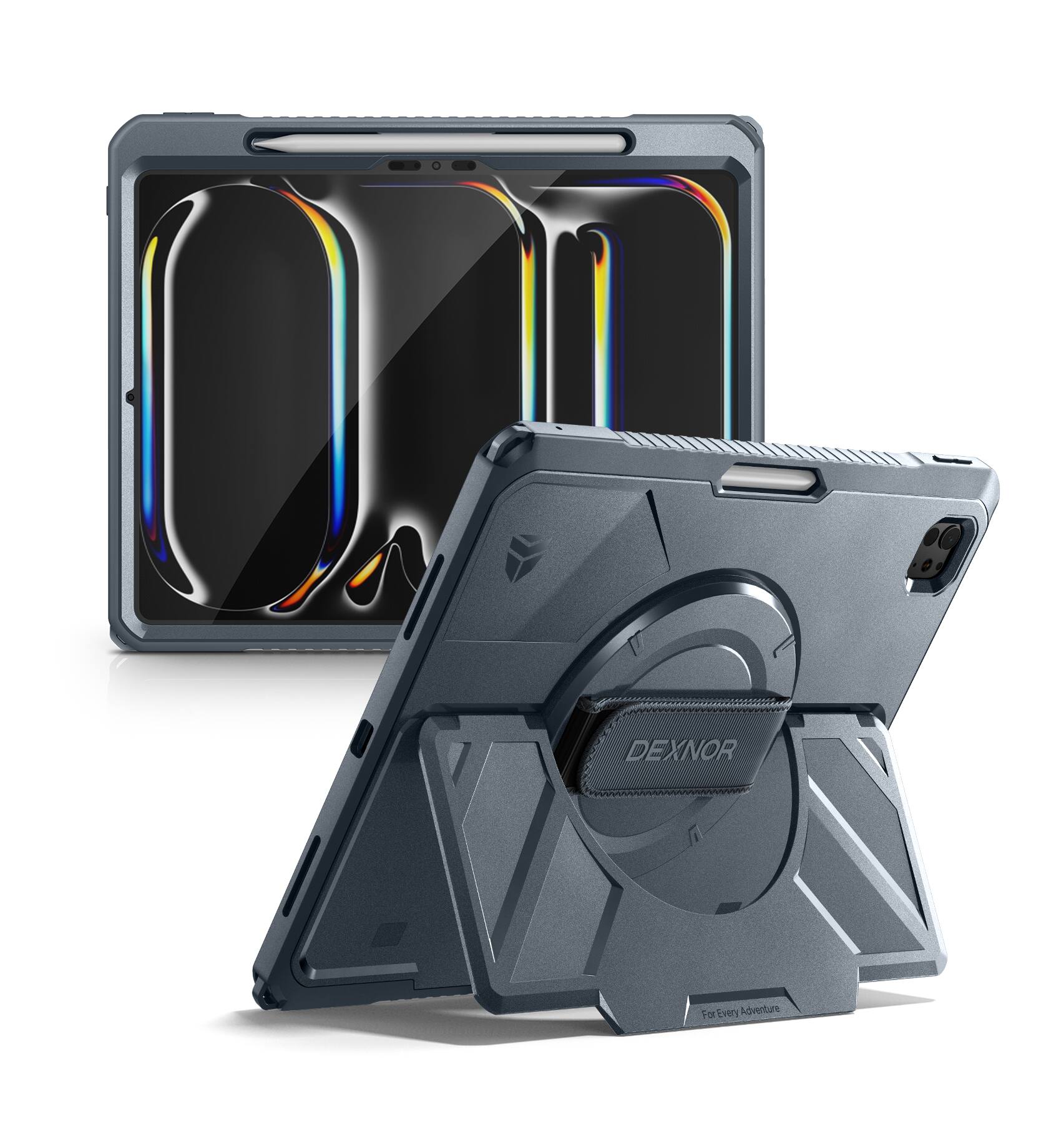 Dexnor - Rugged Case for iPad Pro 13 inch M5 2025/M4 2024 with 360° Rotating Hand Strap, Screen Protector, Pencil Holder - Navy Blue price history on PriceWatchPro