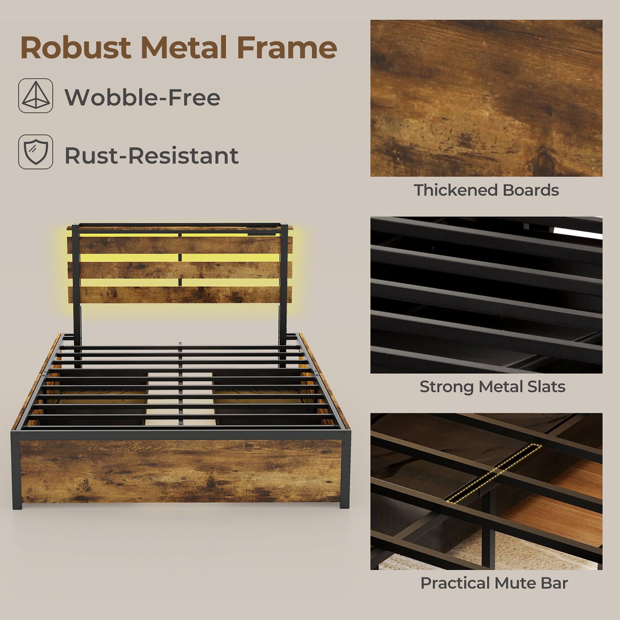Robust Metal Frame  
- Wobble-Free  
- Rust-Resistant  

Thickened Boards  
Strong Metal Slats  
Practical Mute Bar