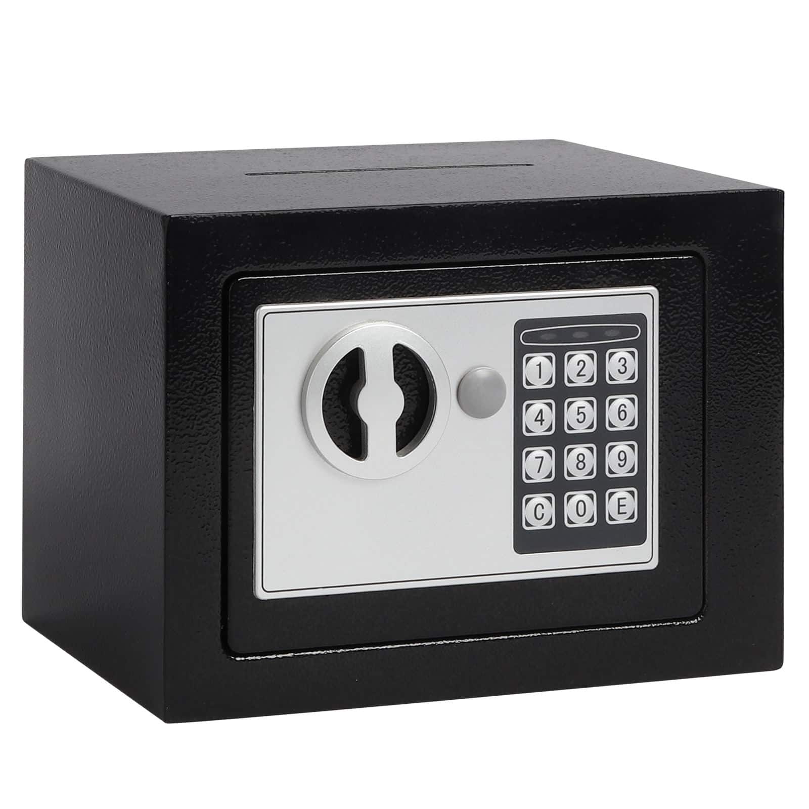Cluzine - Mini Electronic Digital Safe Box with Coin Slot, 2 Unlocking Methods, Security Lock Box for Home