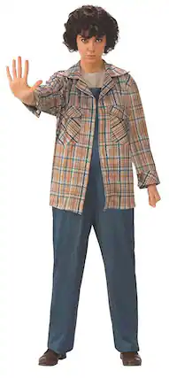 Front. Rubies - Stranger Things Eleven Plaid Shirt Adult Costume - Medium - Brown.