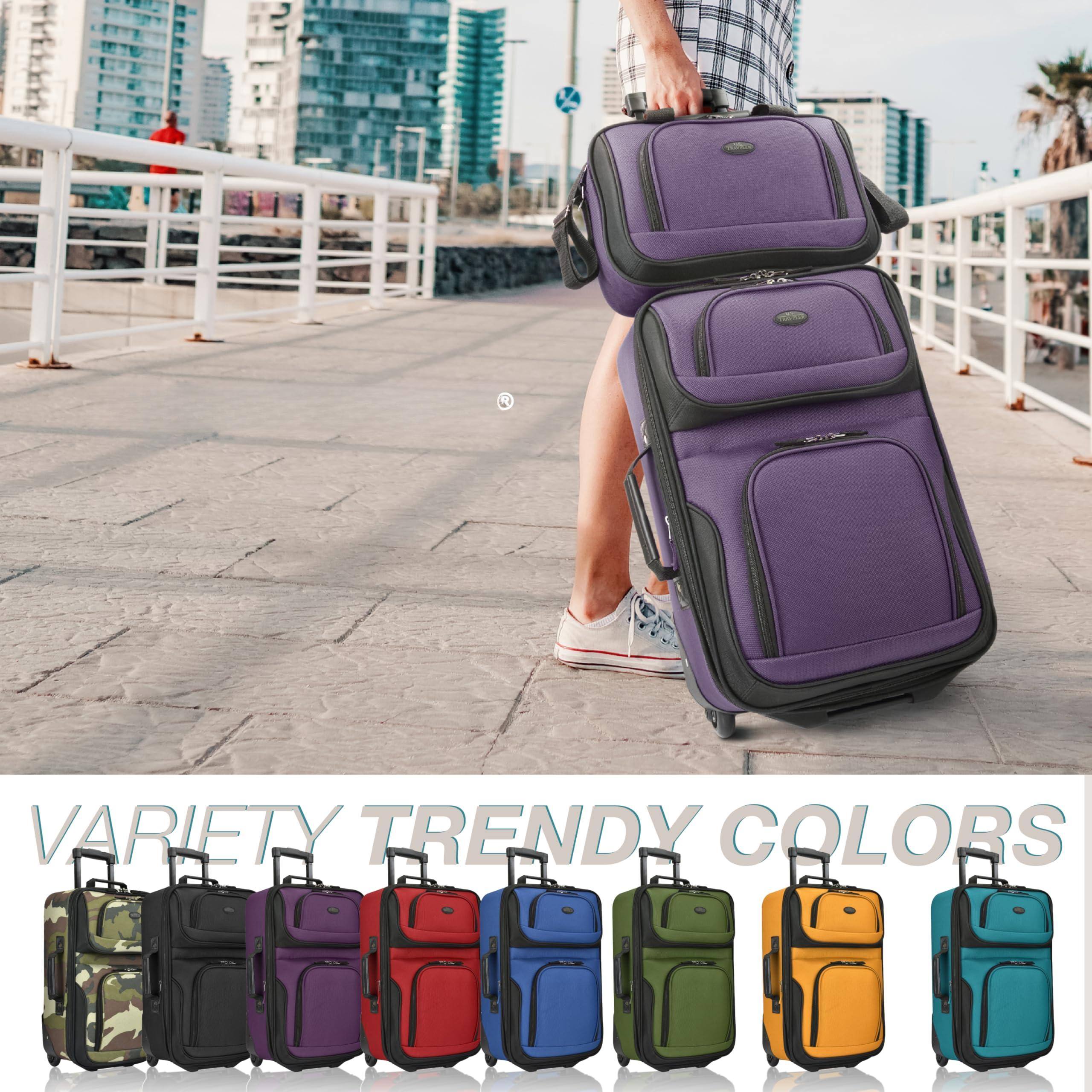 Dapper Styles Rio Fabric Expandable Carry on Luggage Rolling Suitcase ...